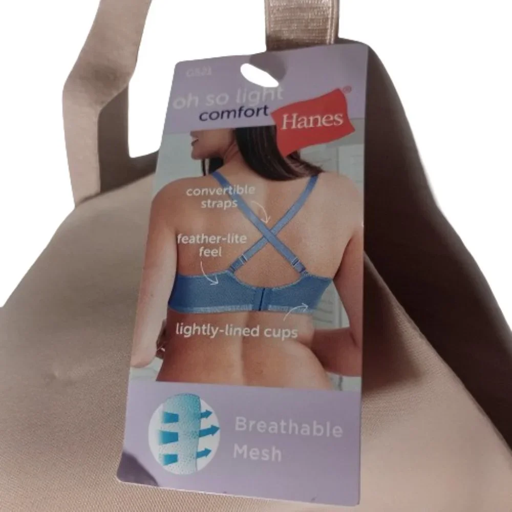 Hanes Women's Oh So Light Contour ComfortFlex Fit Wirefree Bra in Nude (G521) XL